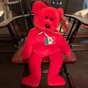 🍁Ty Osito Beanie Baby red bear. DOB 2/5/99